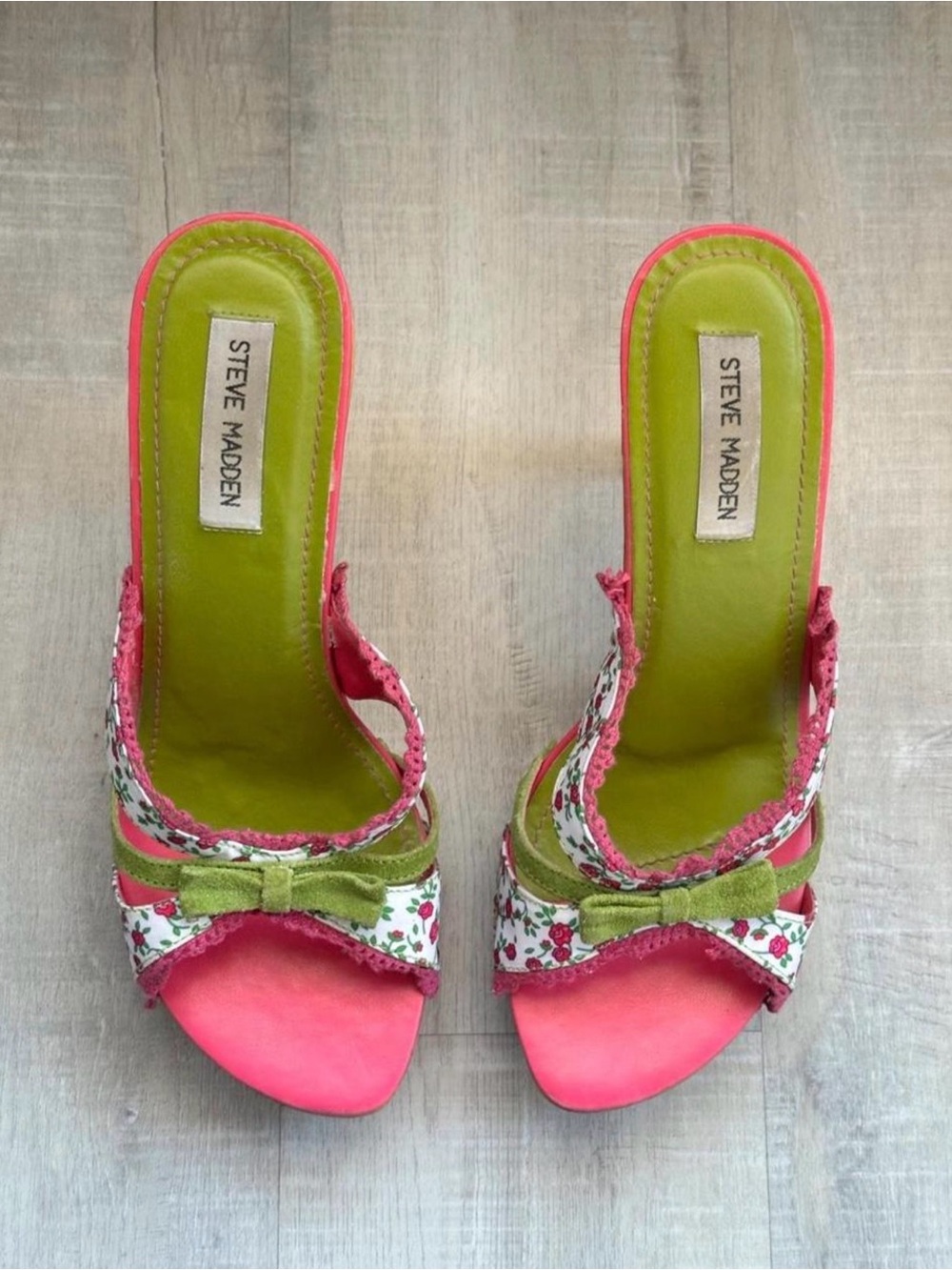 Steve Madden Luckii Pink Green Floral Heels